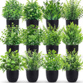 Der Rose Fake Plants 12 Pack Artificial Plants in Black Pot - Small