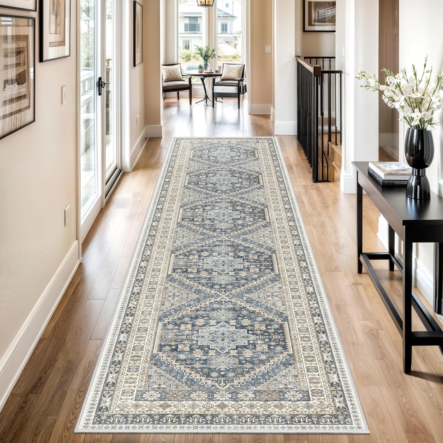 Non-Slip Vintage Washable Carpet Runners for Hallway 12ft