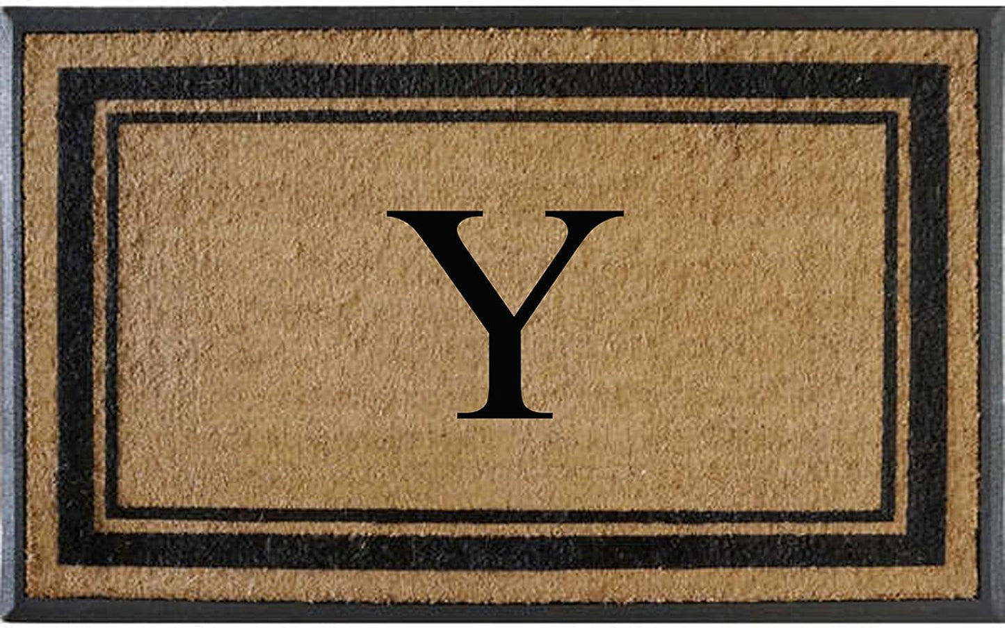 Natural Rubber & Coir Flocked Monogrammed Doormat for Entry