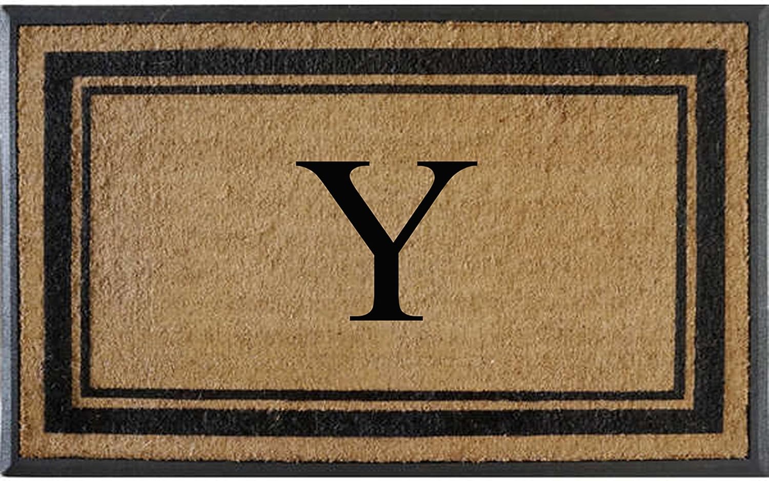 Natural Rubber & Coir Flocked Monogrammed Doormat for Entry