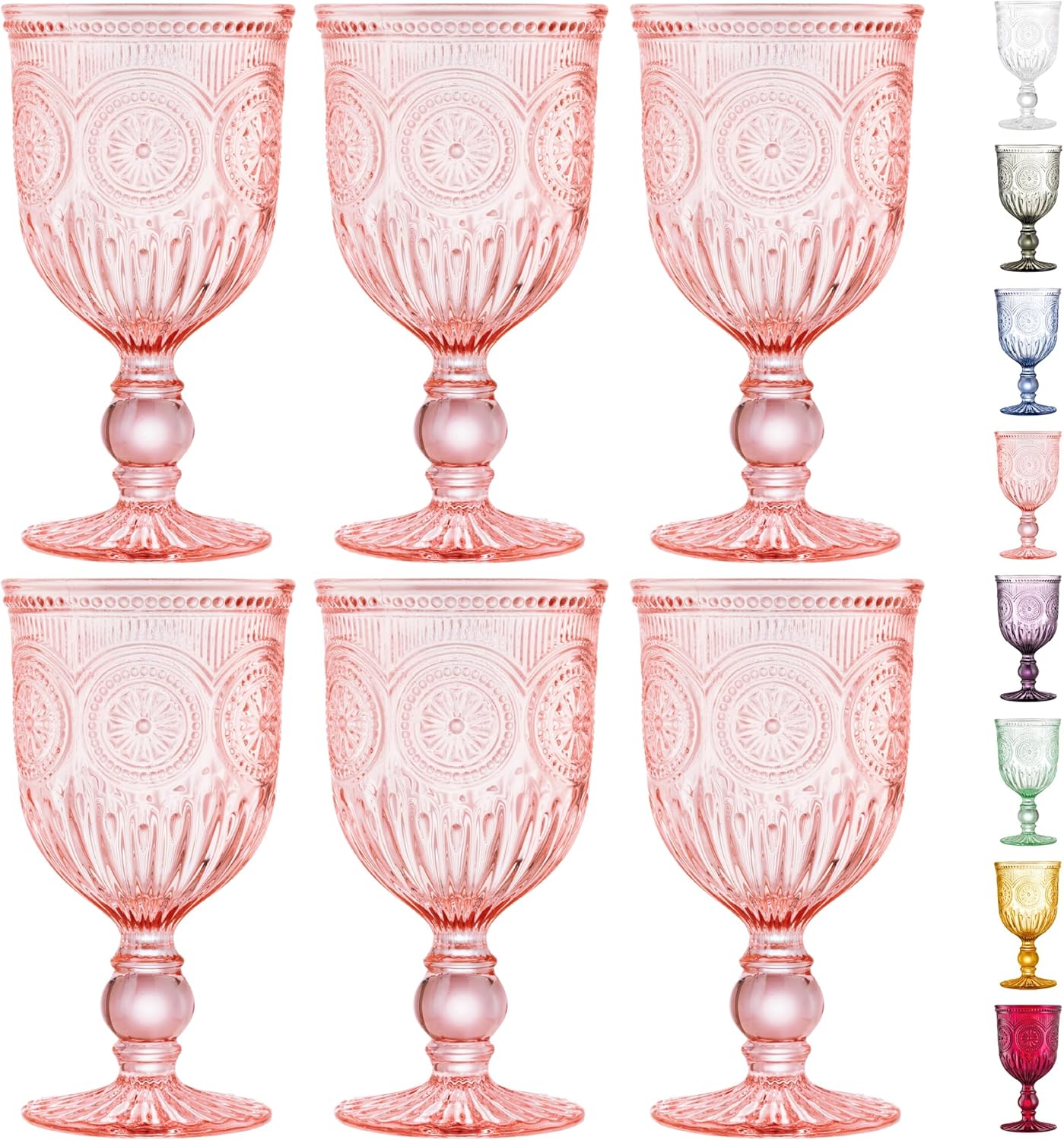 Yungala Pink Wine Glasses Set of 6 Handcrafted Goblets