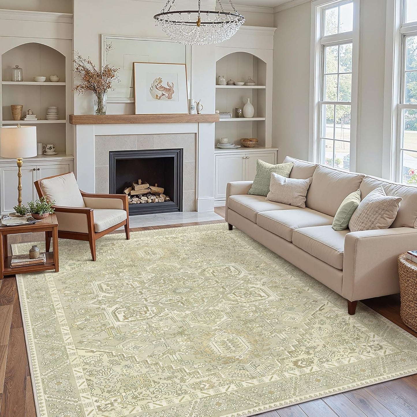 8x10 Area Rug Machine Washable Boho Rug for Living Room