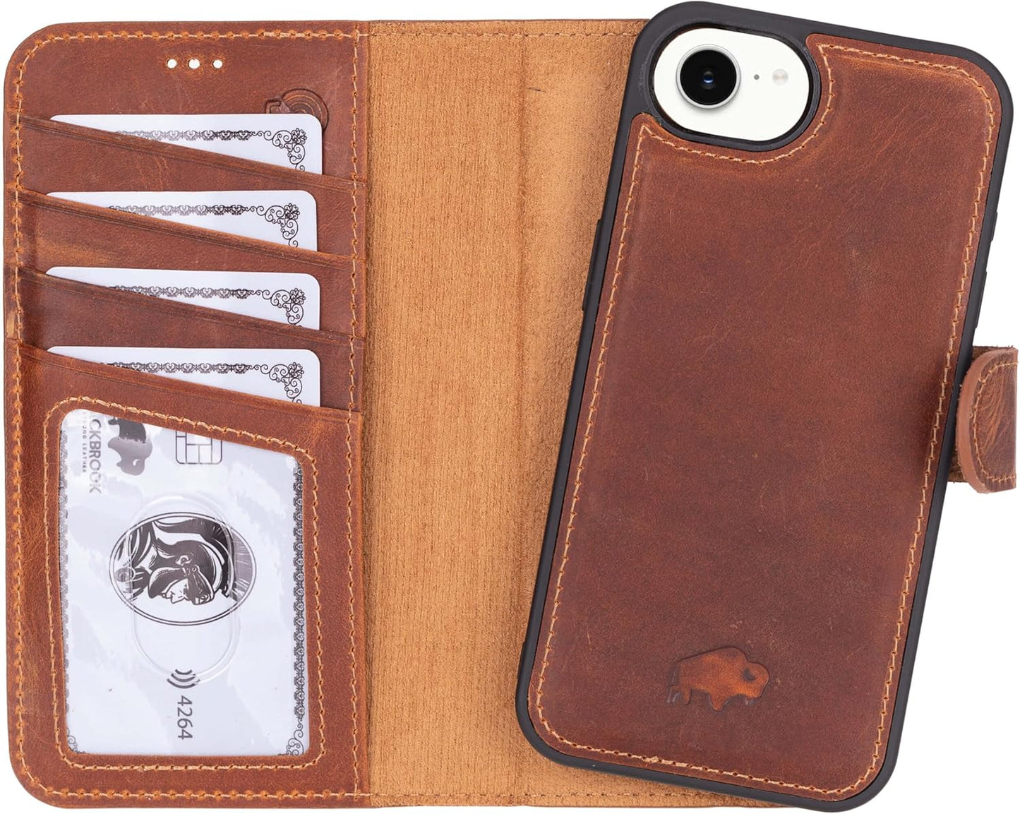 Premium Leather Wallet Case for iPhone 16e with RFID Protection