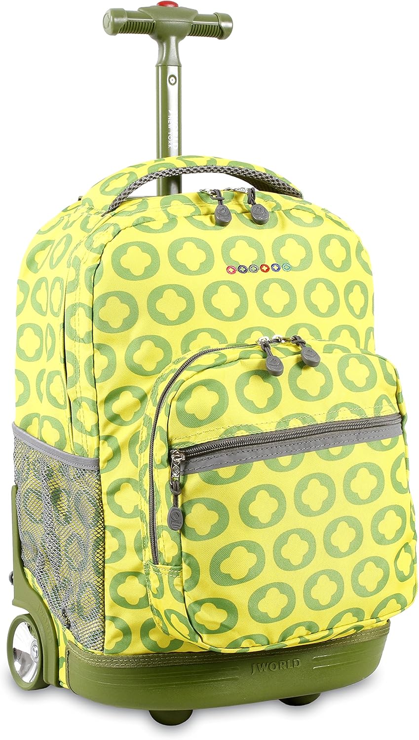 J World New York Sunrise Kids Rolling Backpack for School Use