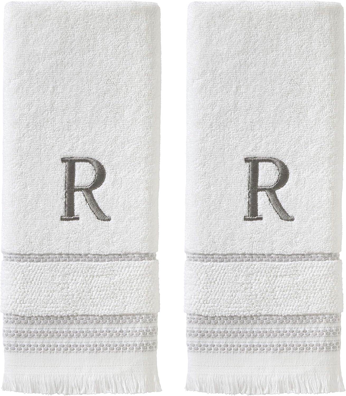 SKL Home Casual Monogram Hand Towel Set - Soft Cotton 2-Pack