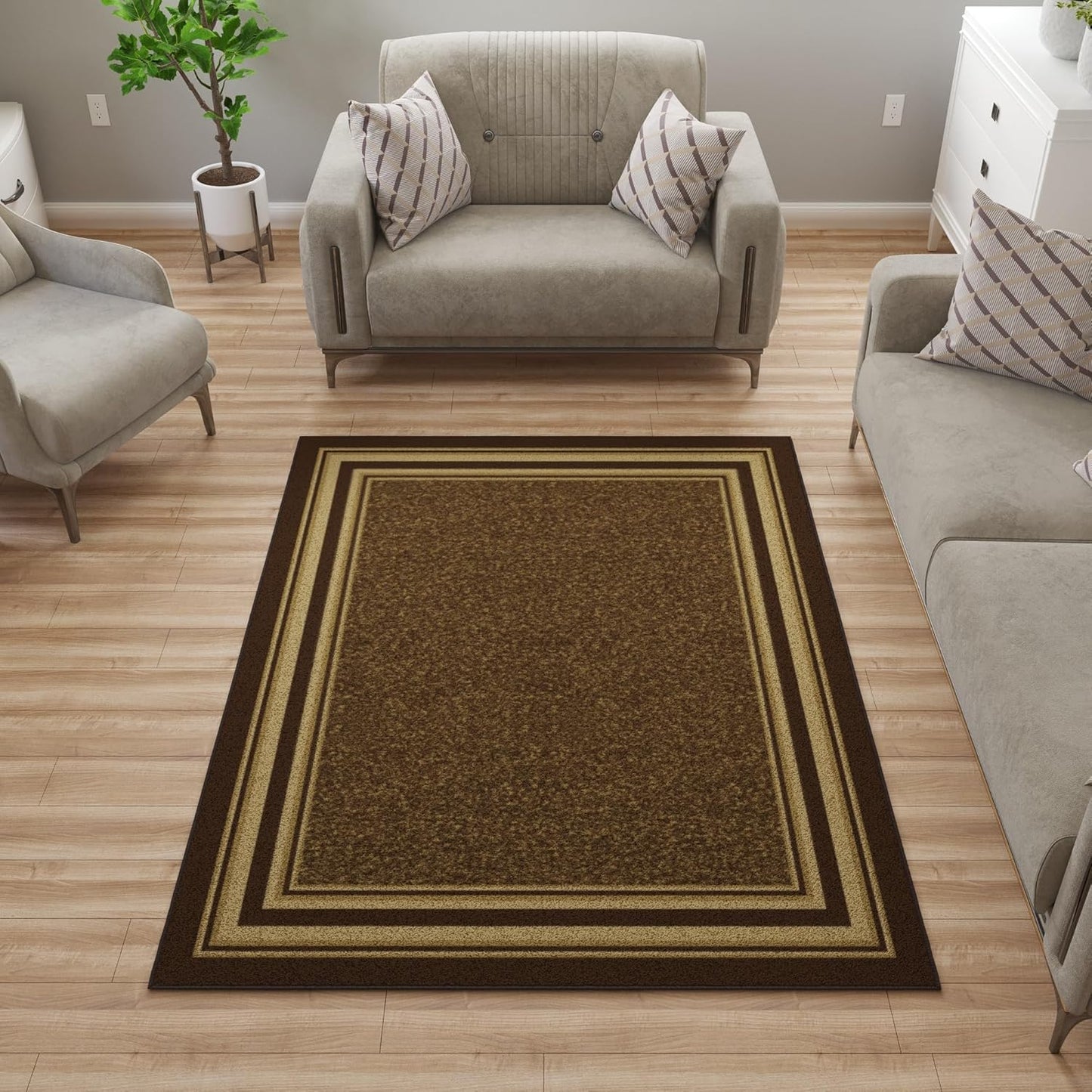 Ottomanson 5ft x 6ft 6in Non-Slip Area Rug for Living Room