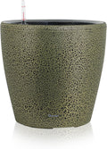 15x14 Self Watering Planter Black Gold Crackle - Floor Standing Pot