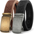 Leather Ratchet Belt for Men 2-Pack - Customizable 35mm Fit