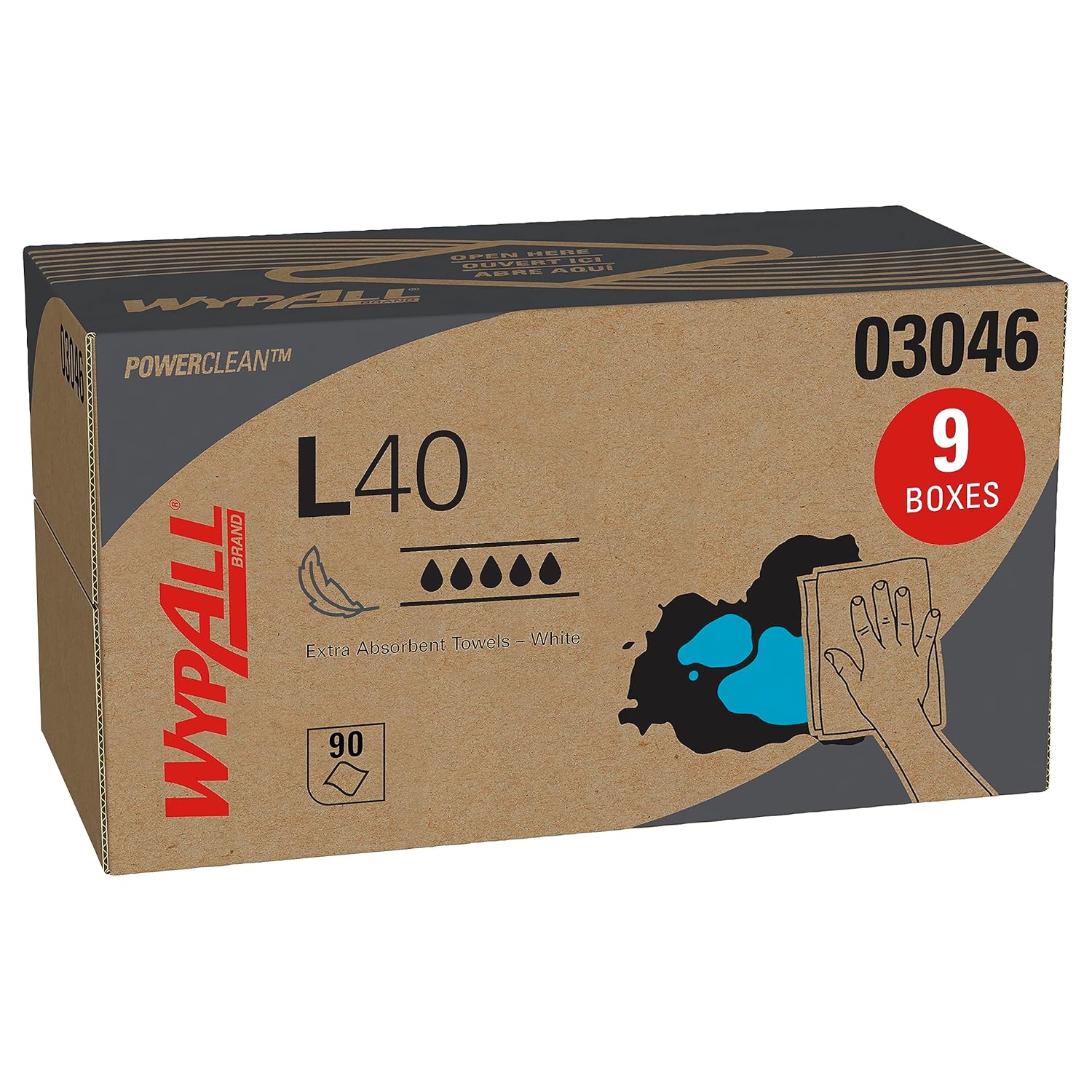 WypAll PowerClean L40 Cloths Extra Absorbent Wipes for Tough Tasks