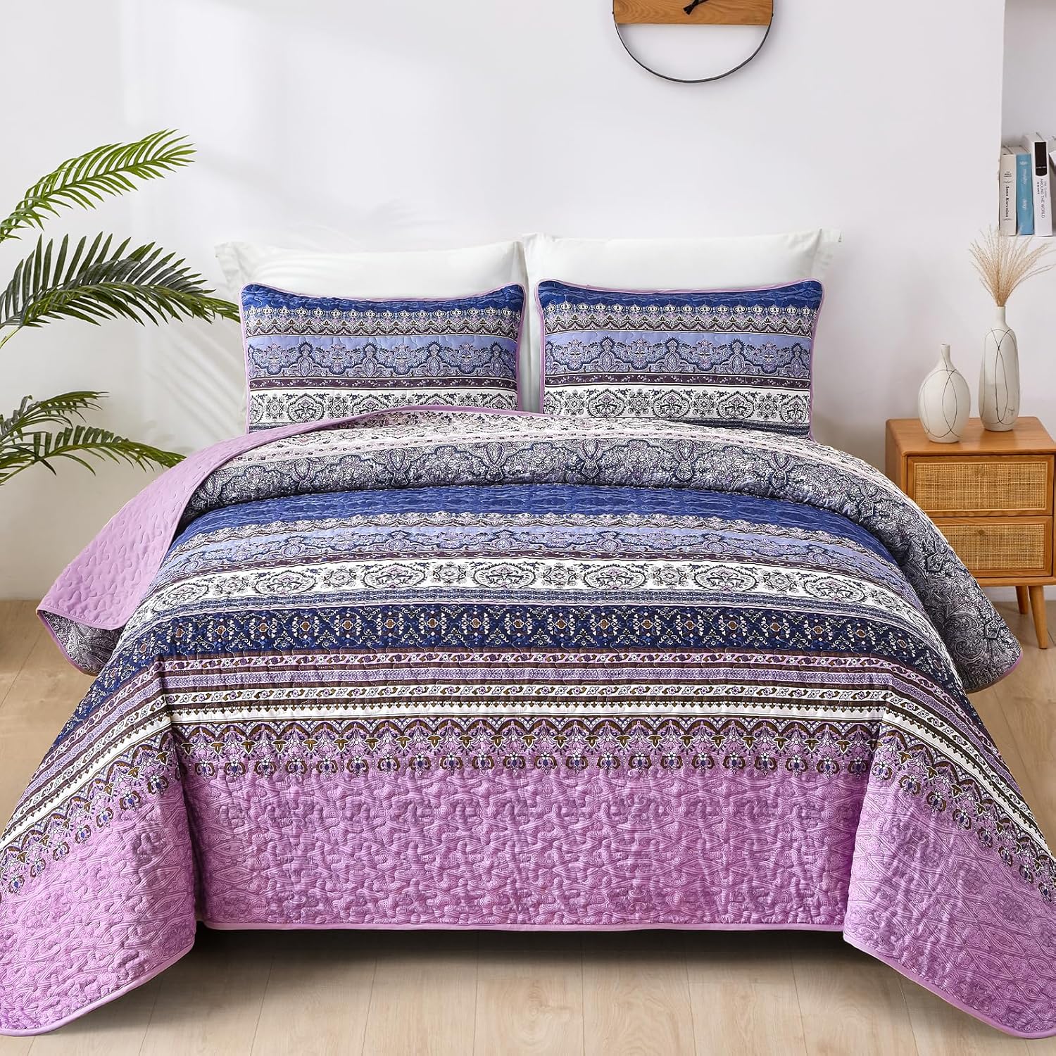 Boho Queen Quilt Set by WONGS BEDDING for All Seasons