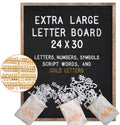 Black Felt Letter Board Barnwood Frame 24x30 in - Large Changeable
