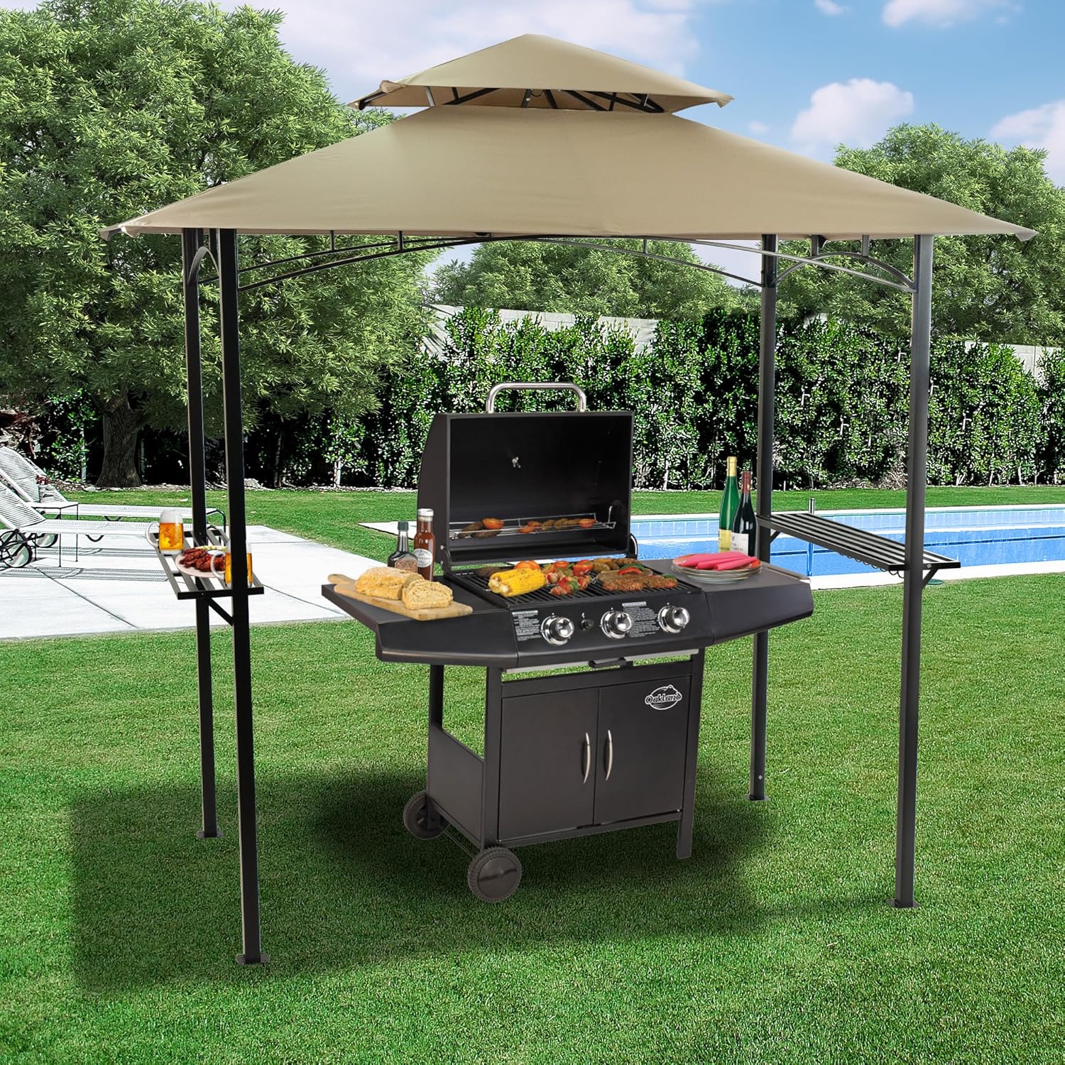 Kozyard 8'x5' BBQ Canopy with Detachable LED Lights