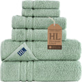 Hawmam Linen Green 6 Piece Bath Towels Set - Soft, Absorbent Turkish