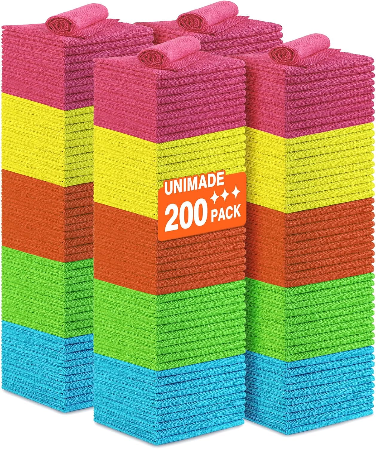 Microfiber Cleaning Cloths 200PK Lint Free Shop Rags for All Uses