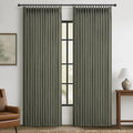 100% Blackout Greenish Gray Curtains 90 in Long - Memory Pinch Pleated