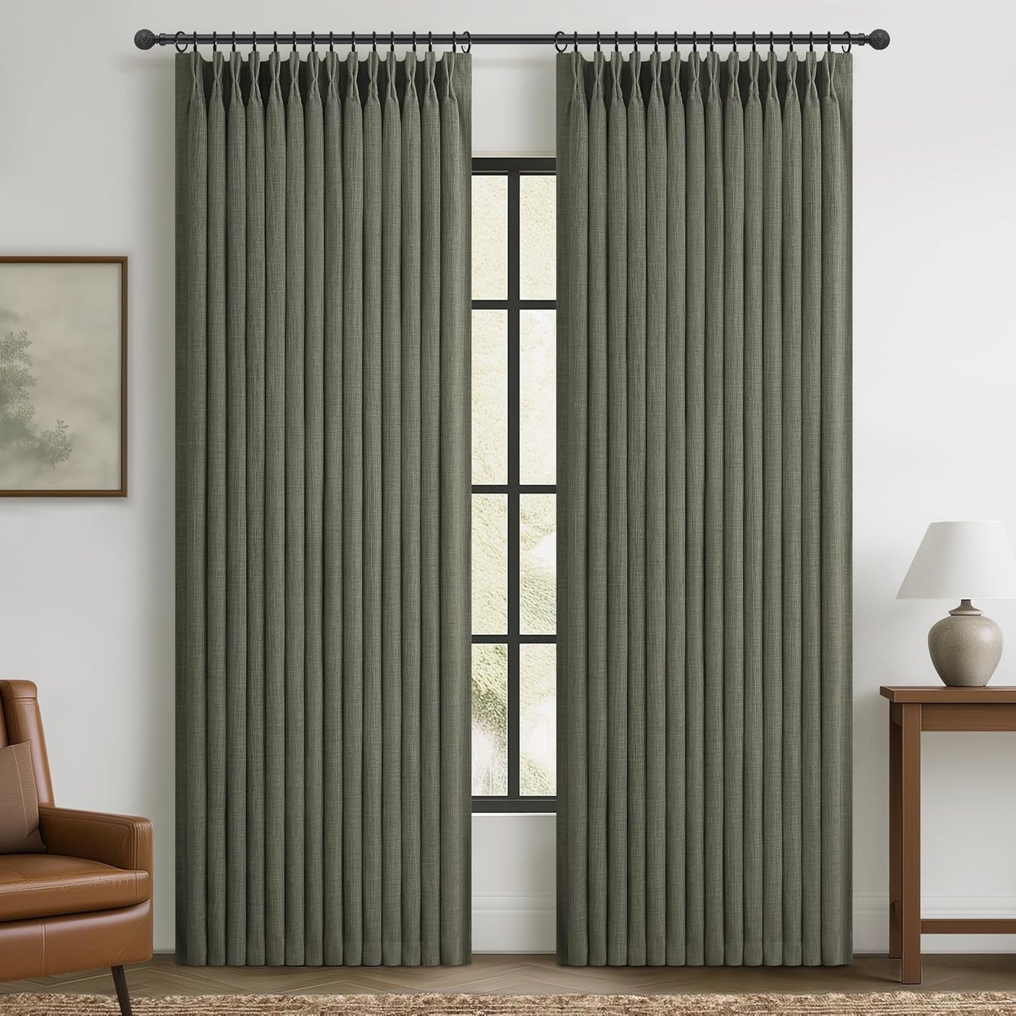100% Blackout Greenish Gray Curtains for Kids Room 90 Inches