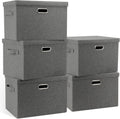 17 in 36 Quart Collapsible Storage Bins 5-Pack Gray - Stackable Lidded