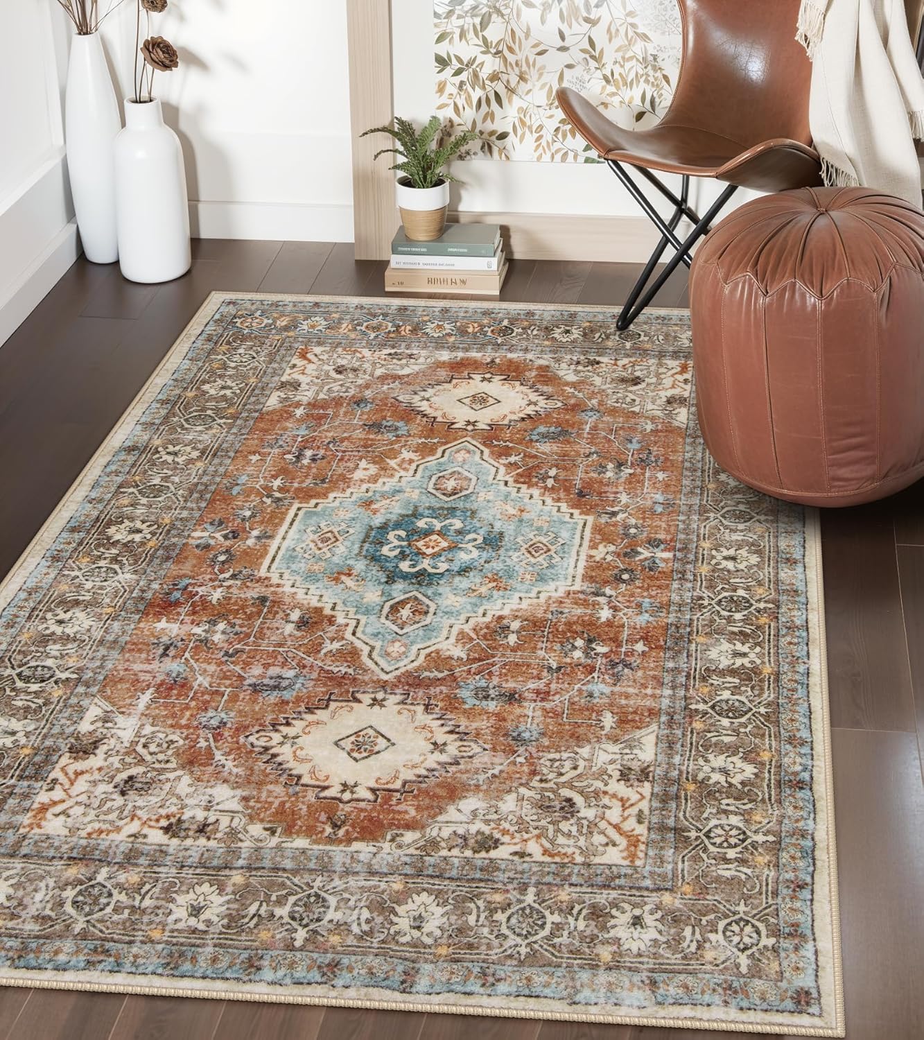 Lahome Oriental Washable Rug for Bedroom Living Room Entryway