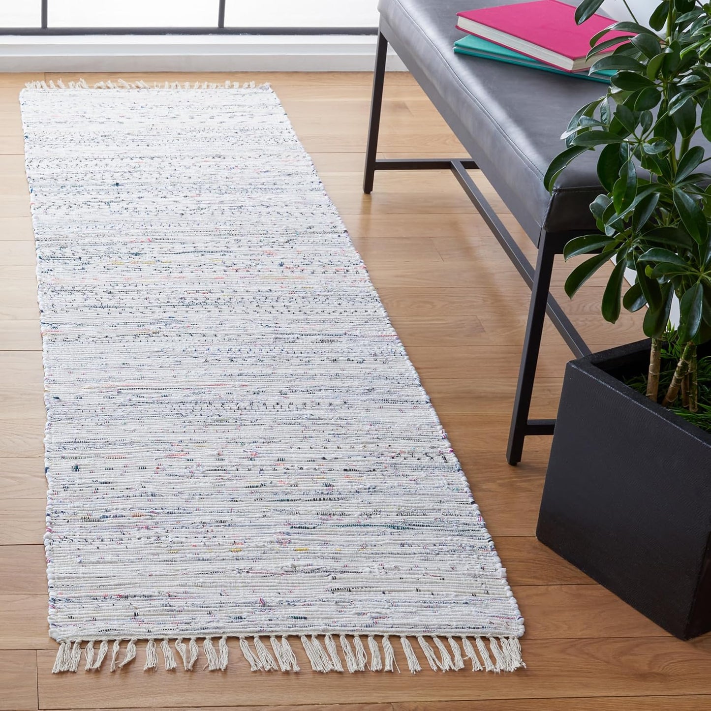 Handmade Boho Stripe Cotton Runner Rug for High Traffic Areas