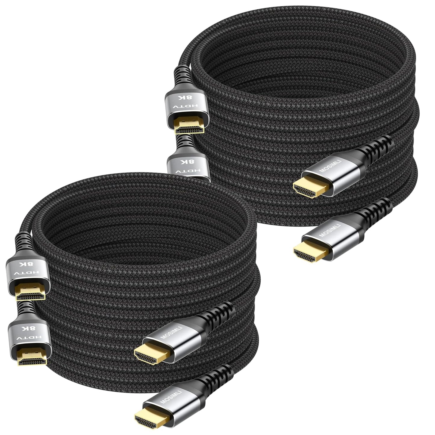 8K HDMI Cable 10 FT 4-Pack for Gaming and Home Theater Use
