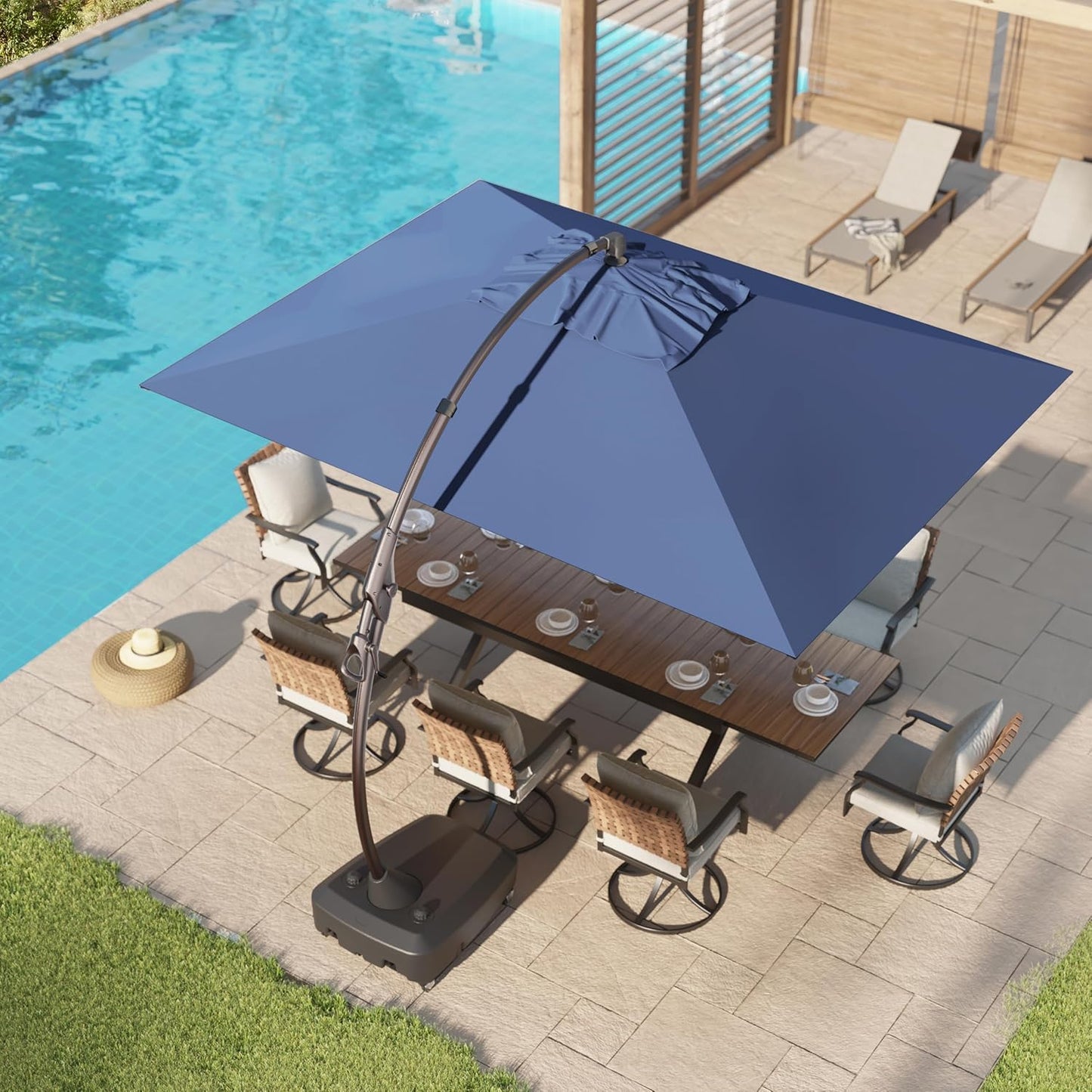 Grand patio 9x12 FT Outdoor Cantilever Umbrella for Pool Deck