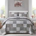 Mybedsoul Grey Boho Quilt Set Queen Size for All Seasons