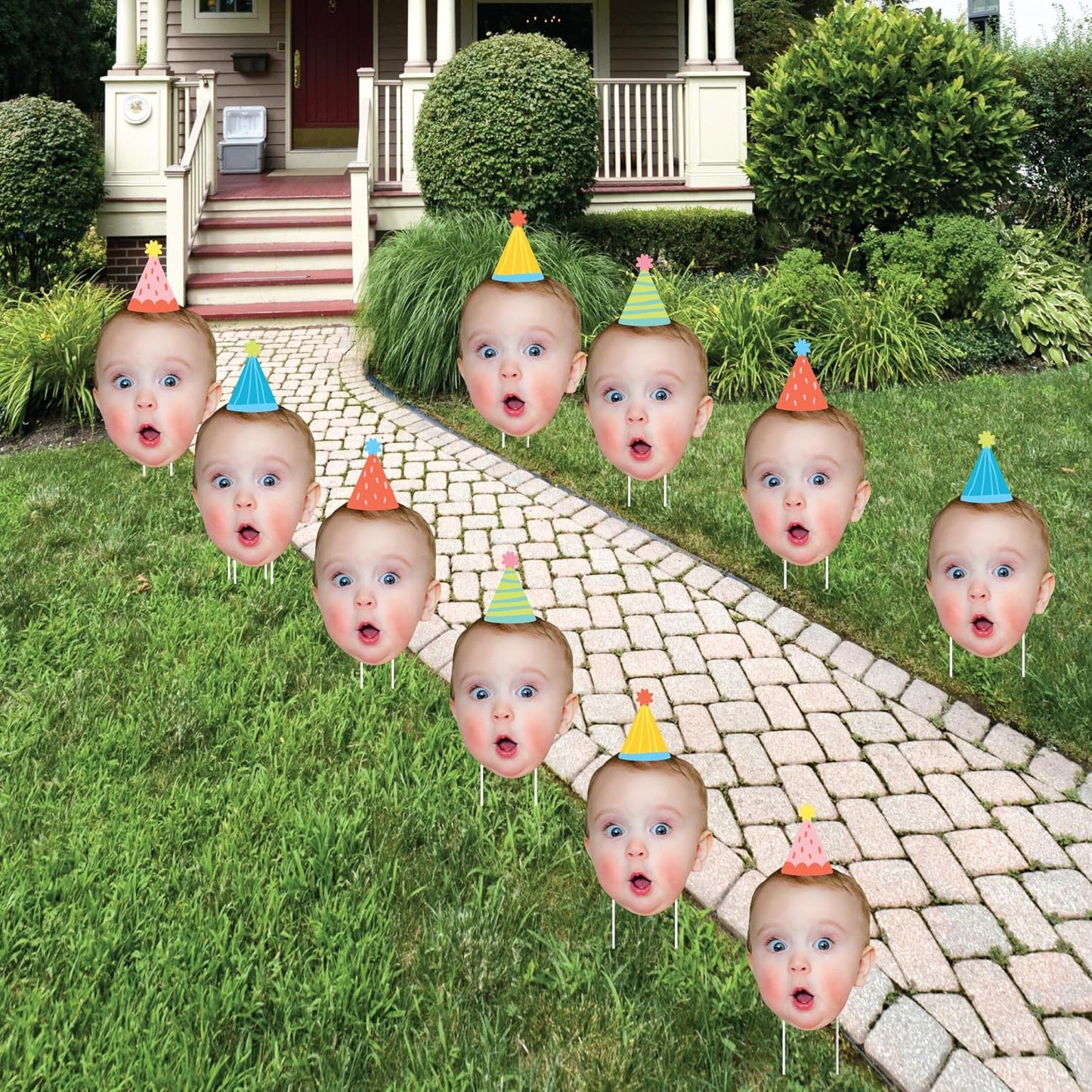Custom Photo Party Time Fun Face Lawn Decorations for Birthdays