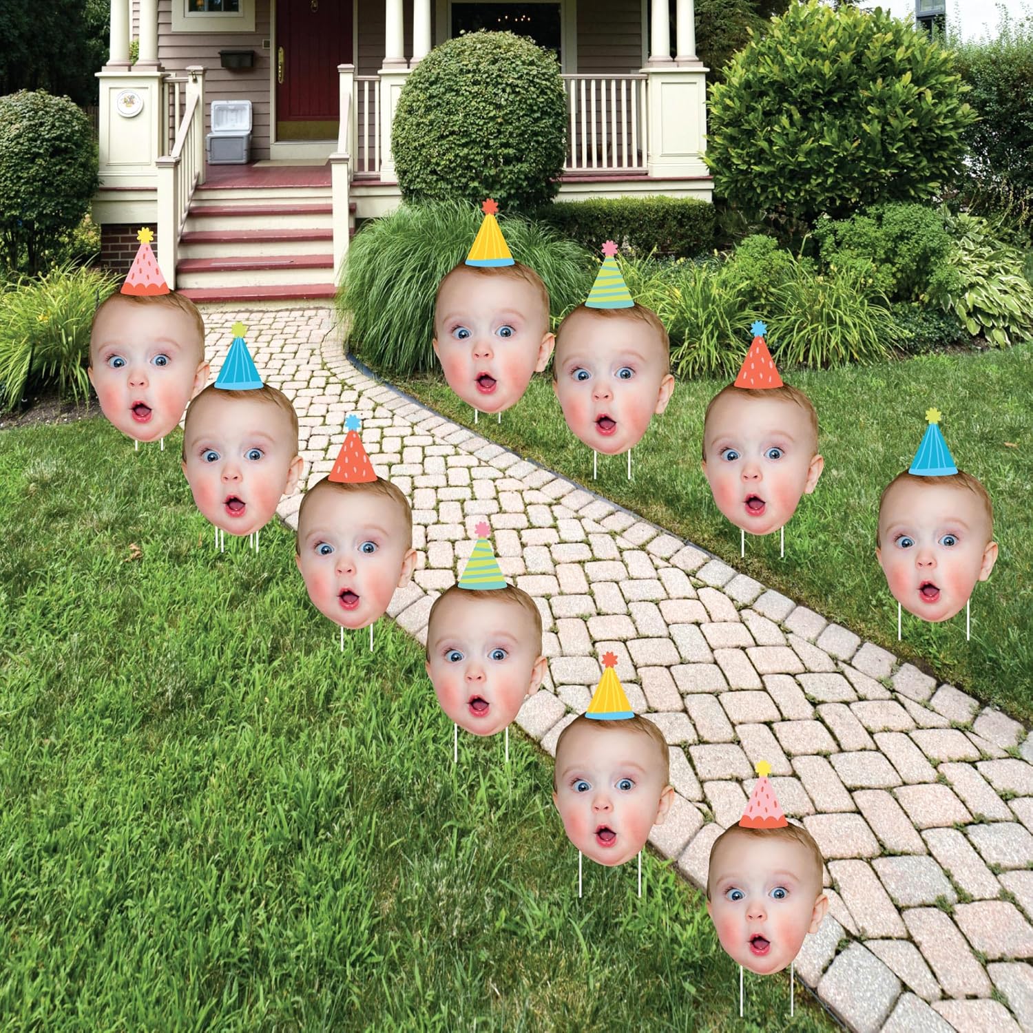 Custom Photo Party Time Fun Face Lawn Decorations for Birthdays