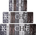 PVC Farmhouse Kitchen Mats Set of 3 - Cushioned Wooden Board Theme