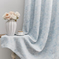 Blue Floral Jacquard Blackout Curtains 63 in - Thermal & Sound Drape