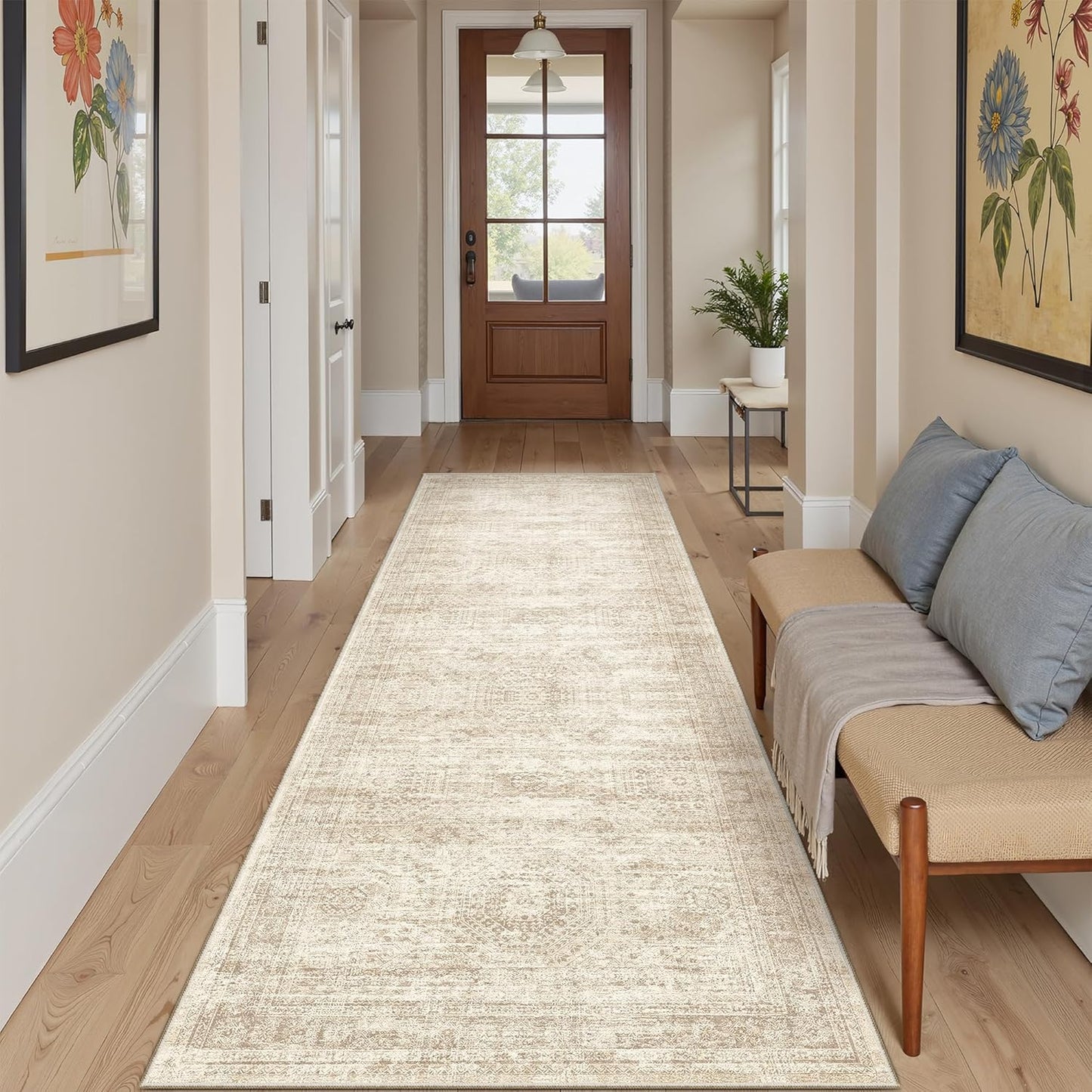 Runner Rug 2ft 6in x 10ft Washable Non-Slip for Kitchen & Bathroom