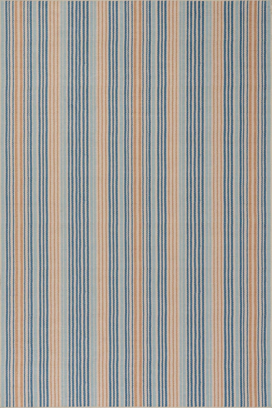 Tyne Blue Machine Washable Rug - Coastal Striped Design 4 X 6 Feet