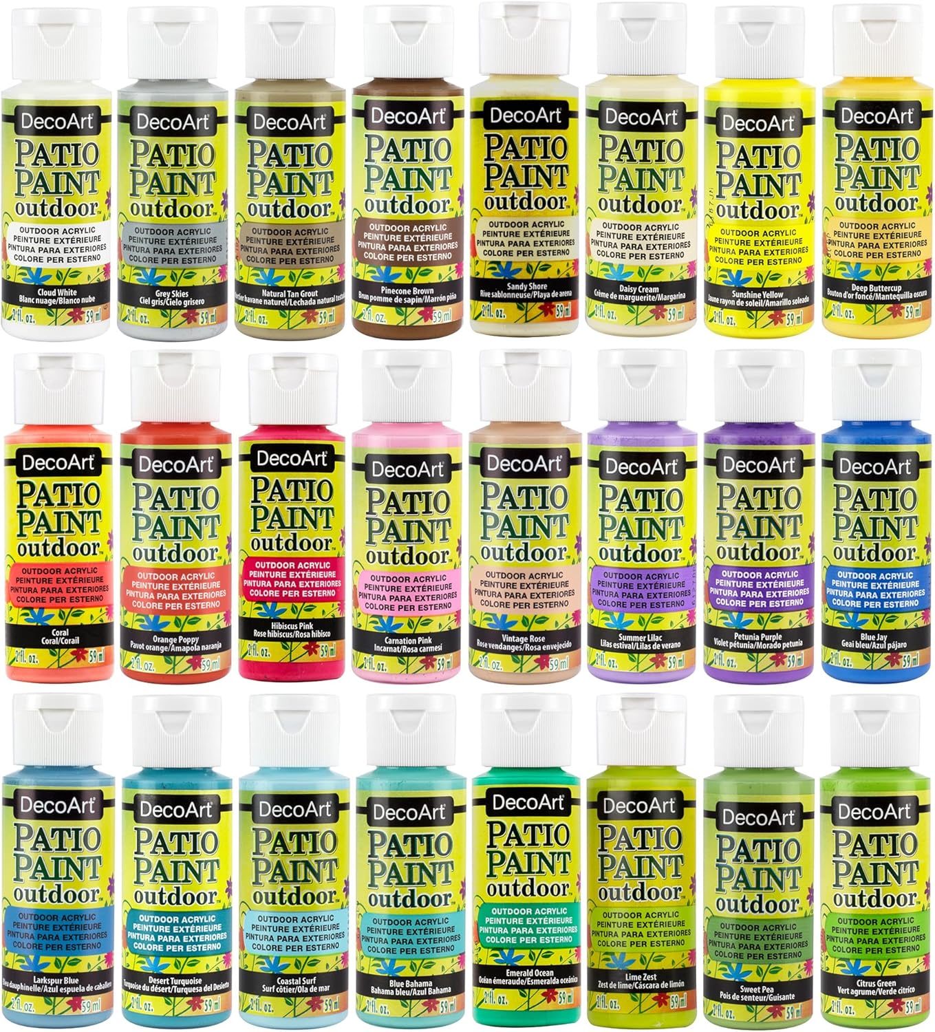 DecoArt Crafters Acrylic Patio Paint Set - 24 Weatherproof Colors