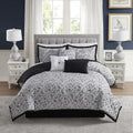 Queen Comforter Set - Complete 7-Piece Damask Bedding Set