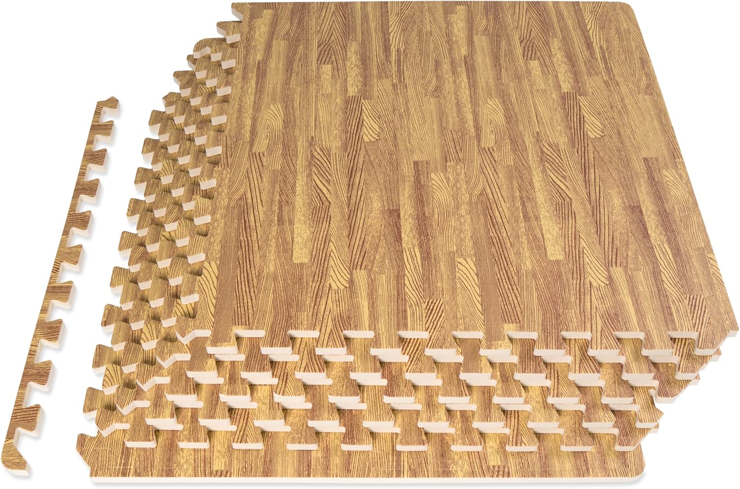 ProsourceFit Wood Grain Puzzle Mat for Indoor Workout Flooring