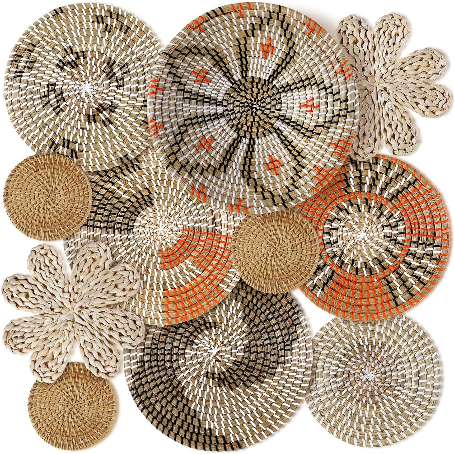11 Pcs Boho Hanging Wall Basket Decor for Rustic Home Style
