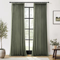 Sage Green Pinch Pleated Linen Curtains 102 in - Light Filtering