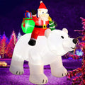 SAND MINE 6 Foot Inflatable Santa on Polar Bear - LED Holiday Yard