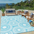 Ileading 8x10ft Reversible Outdoor Rug Teal - Waterproof Patio Mat