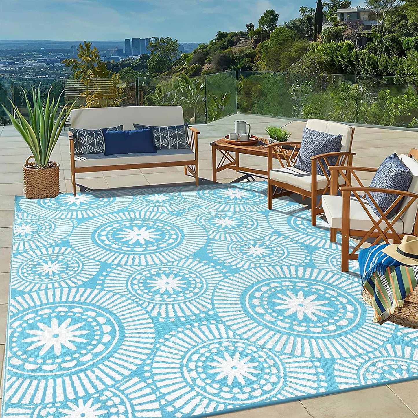 Ileading Large Plastic Outdoor Rug 8x10ft for Patio and Camping