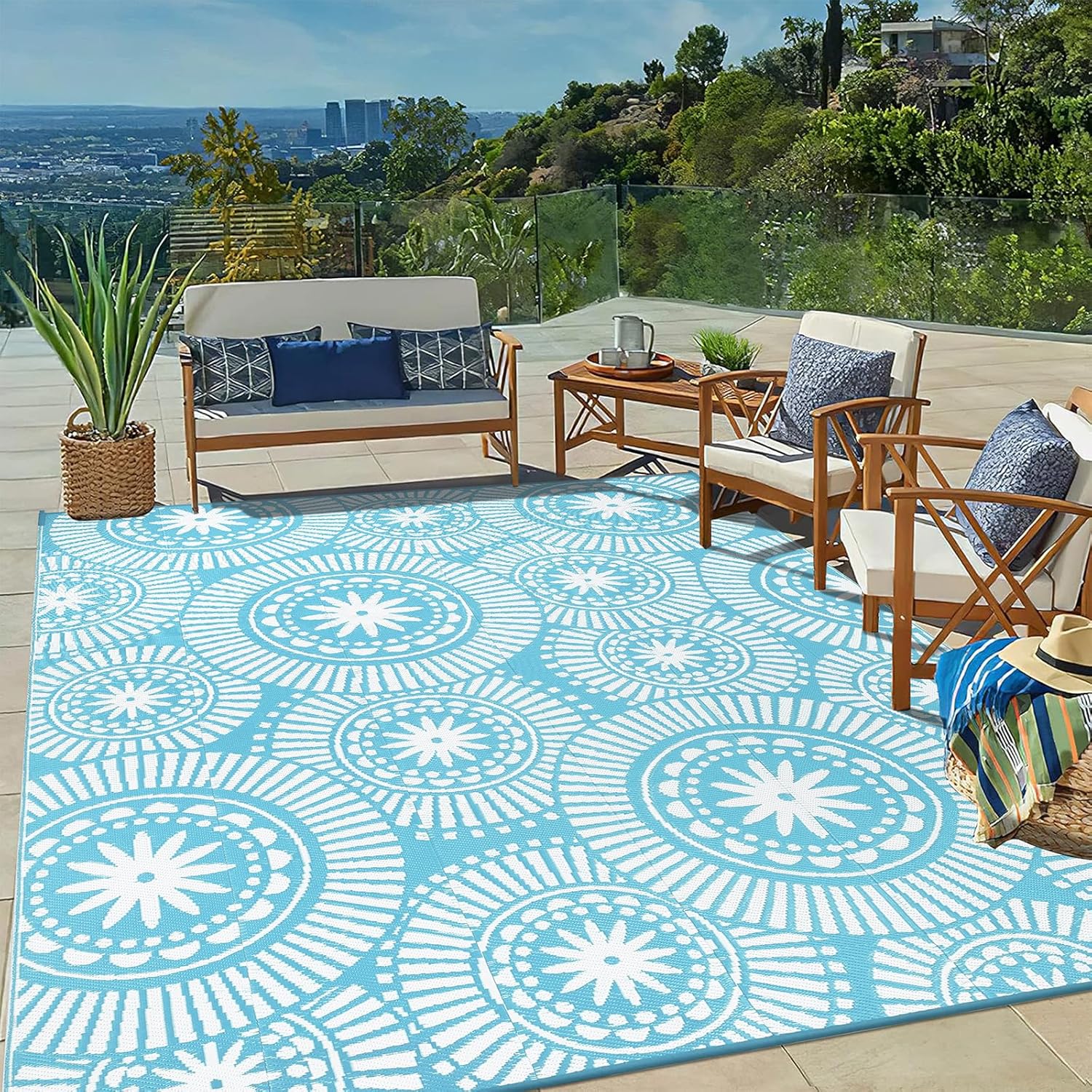 Ileading Large Plastic Outdoor Rug 8x10ft for Patio and Camping