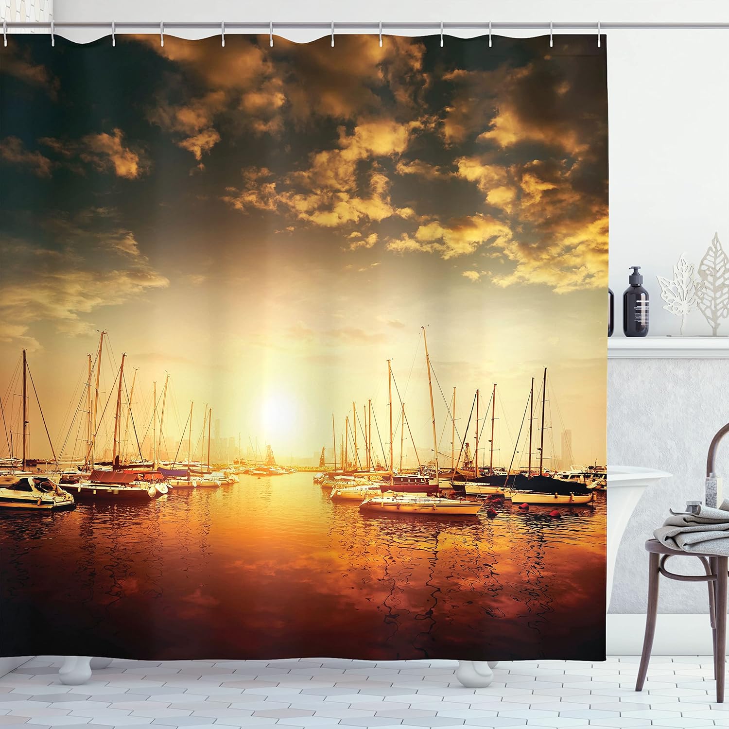 Marine Sunset Shower Curtain Set