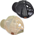 Criss Cross Ponycap Messy Bun Baseball Cap - Distressed Trucker