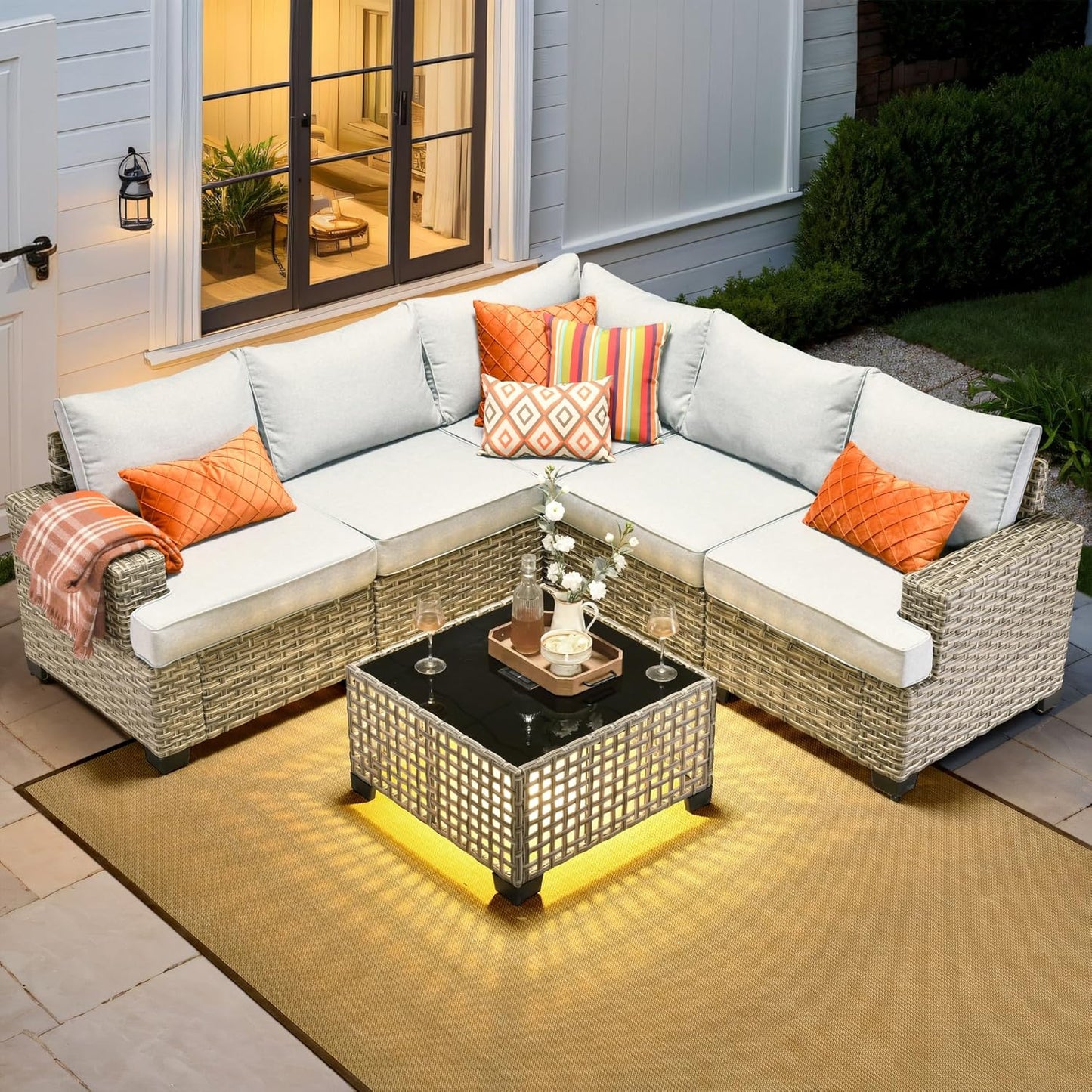 HOOOWOOO Outdoor Sectional Patio Furniture Set for Comfort