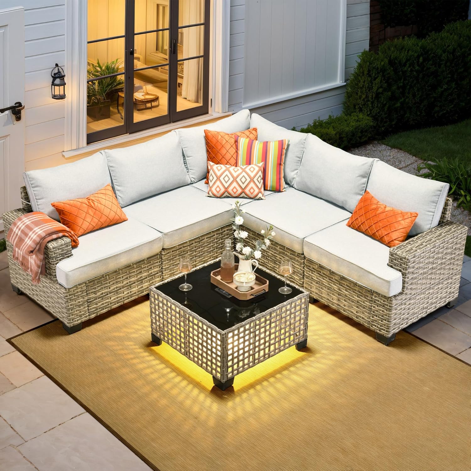 HOOOWOOO Outdoor Sectional Patio Furniture Set for Comfort
