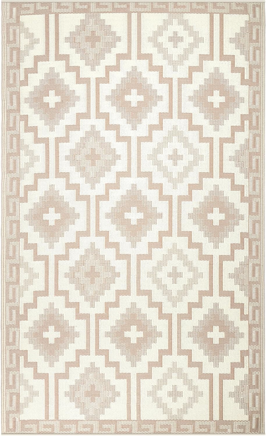 Boho Vintage Tribal Outdoor Rug - Waterproof & Reversible 5x8 ft