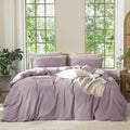 MooMee Bedding Duvet Cover Set King - Soft Washed Cotton, Taro Purple