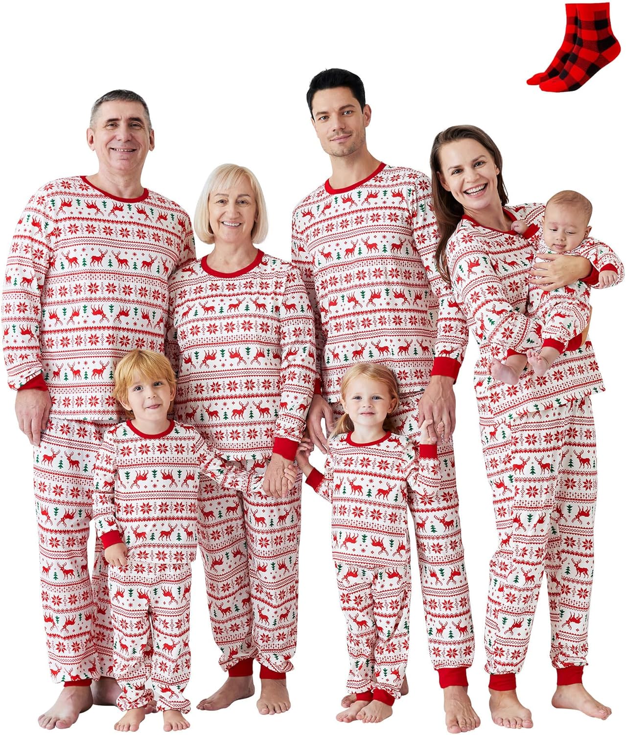 Matching Christmas Family Pajama Sets with Cozy Socks for All