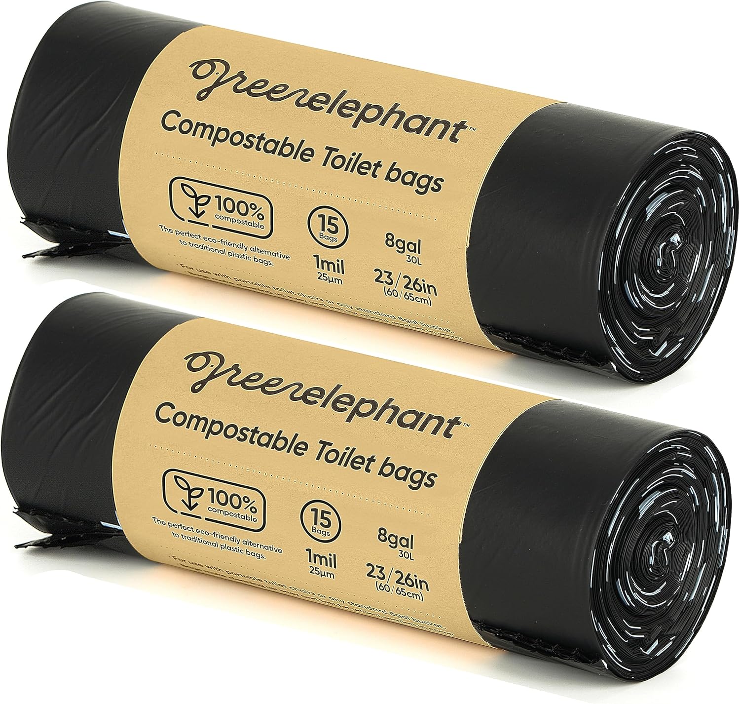 Green Elephant Camping Toilet Bags - 15 ct, Easy Waste Disposal