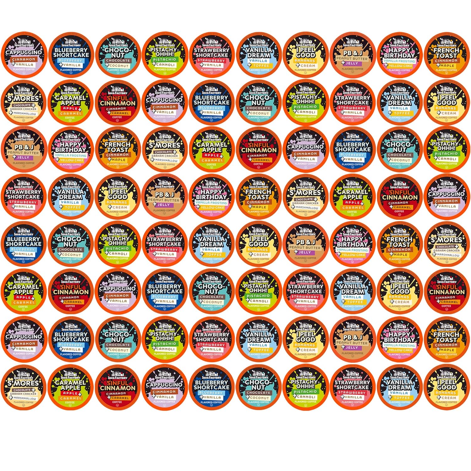 Java Factory Flavored Coffee Pods Assorted Sampler 80 Count